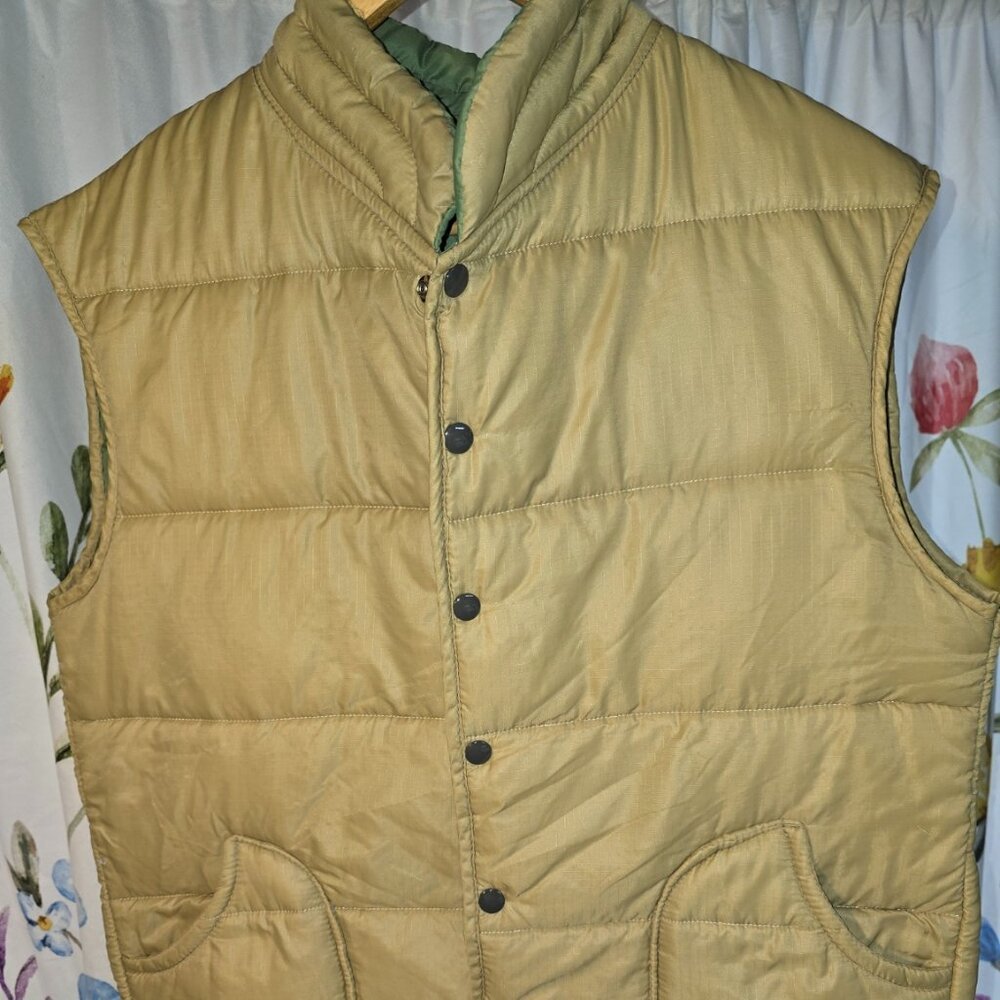 ARAMIS DEVIN - Vtg 70s-80s Beige Khaki Hiking Puffer Vest Men's LARGE